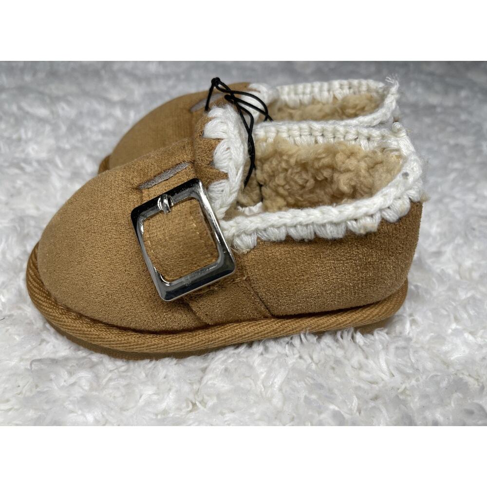 Capelli New York Shearling Ankle Boot Shoe Baby Size 4/5 Brown Faux Suede Buckle